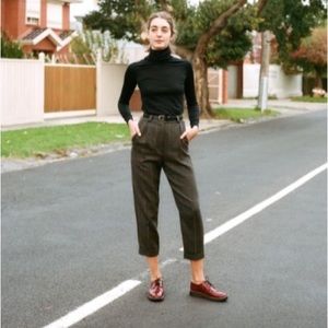 Caves Collect Alice Ciggie brown check wool pants AU 12 US 8